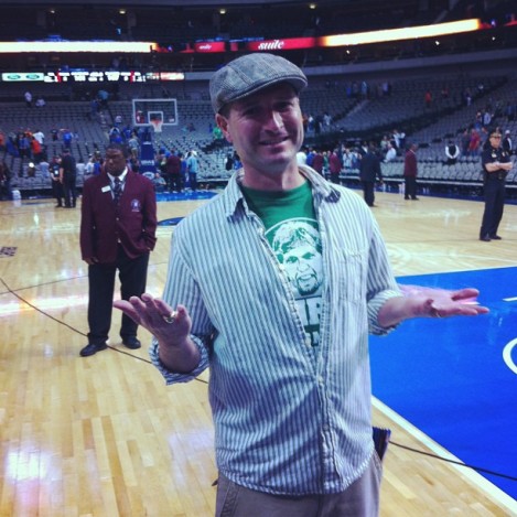 On the court after a game last year.  Dirk is peeking out of my shirt.