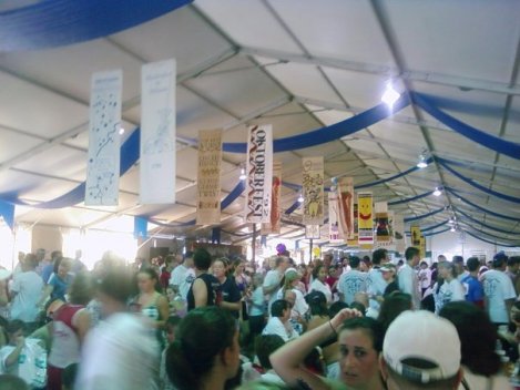 The scene in the beer tent after the race.